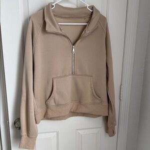 Tan Quarter-Zip Women's Sweatshirt